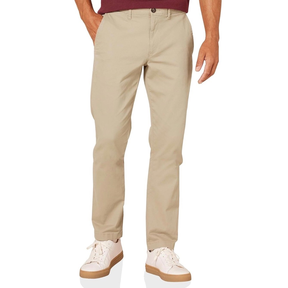 Amazon Essentials Mens Slim Fit Khaki Chinos Pants‎ 33x34 NEW